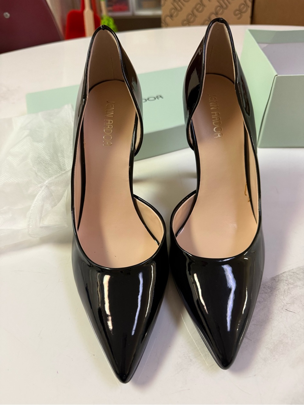 Jenn Ardor Black Patent D'Orsay Stiletto Pumps Size 9M